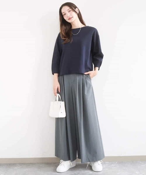 MK MICHEL KLEIN（エムケーミッシェルクラン）の「[洗える]ストレッチ3タックワイドパンツ（その他パンツ・レディース・ネイビー/ダークグレー・38）」の17枚目の写真