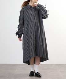 Abanicos スリットスリーブ シャツワンピース