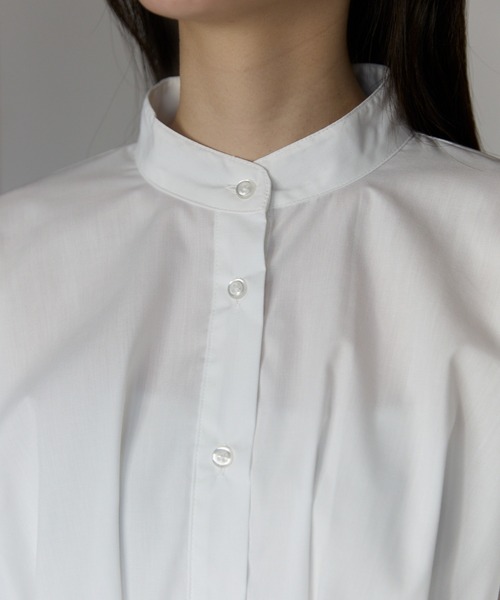 PREFERIR（プレフェリール）の「【きれいめ×体型カバー】ウエストタック  バンドカラー ブラウス/ヒップカバー・長袖（シャツ/ブラウス・レディース・ブラック/オフホワイト/ブルー・FREE）」の16枚目の写真