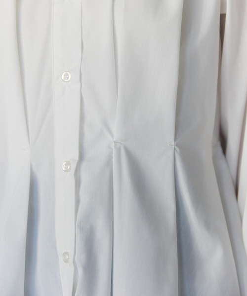 PREFERIR（プレフェリール）の「【きれいめ×体型カバー】ウエストタック  バンドカラー ブラウス/ヒップカバー・長袖（シャツ/ブラウス・レディース・ブラック/オフホワイト/ブルー・FREE）」の20枚目の写真