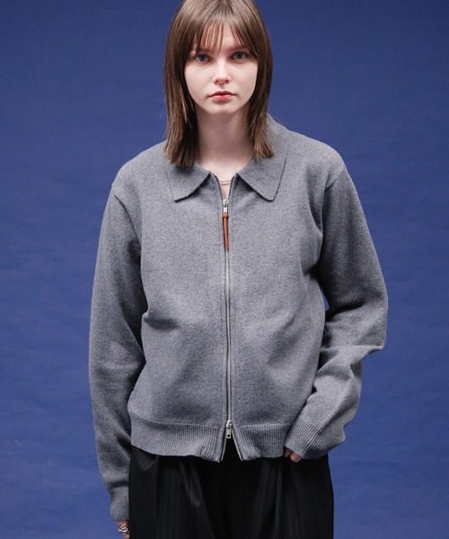 selle glant（セレグランテ）の「HIGHGAGE ZIP KNIT SHIRT/ハイゲージジップニットシャツ（ニット/セーター・メンズ・ダークグレー/ブルー/ブラック・LARGE/MEDIUM/SMALL）」の2枚目の写真