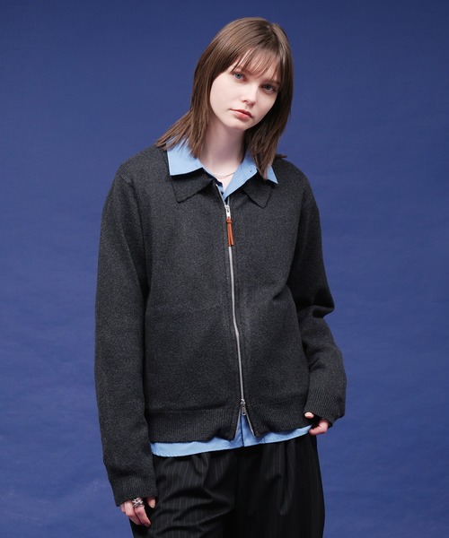 selle glant（セレグランテ）の「HIGHGAGE ZIP KNIT SHIRT/ハイゲージジップニットシャツ（ニット/セーター・メンズ・ダークグレー/ブルー/ブラック・LARGE/MEDIUM/SMALL）」の4枚目の写真