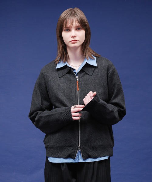 selle glant（セレグランテ）の「HIGHGAGE ZIP KNIT SHIRT/ハイゲージジップニットシャツ（ニット/セーター・メンズ・ダークグレー/ブルー/ブラック・LARGE/MEDIUM/SMALL）」の5枚目の写真