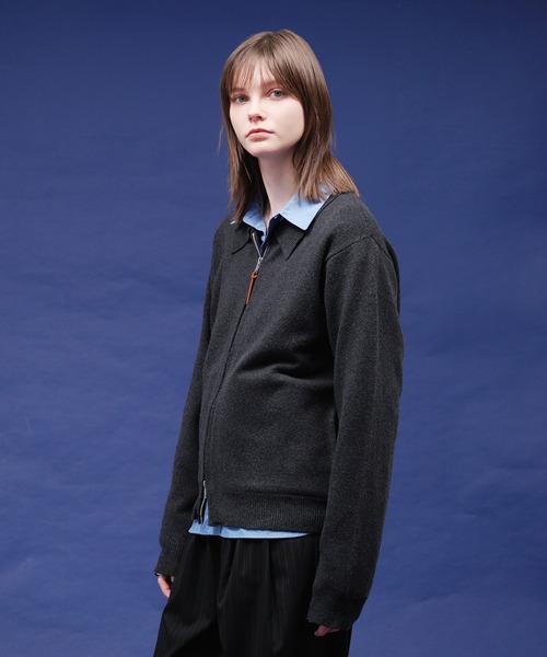 selle glant（セレグランテ）の「HIGHGAGE ZIP KNIT SHIRT/ハイゲージジップニットシャツ（ニット/セーター・メンズ・ダークグレー/ブルー/ブラック・LARGE/MEDIUM/SMALL）」の6枚目の写真