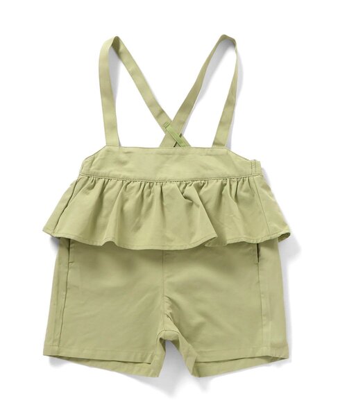 Boribon(ボリボン)の「ウエストフリルショートサロペット(サロペット/オーバーオール・キッズ・ベージュ/グリーン・80/90/100/110/120)」の8枚目の写真
