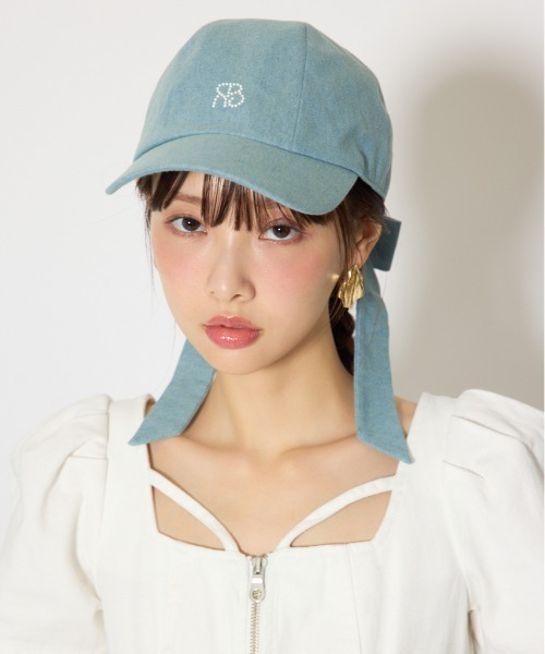 rienda（リエンダ）の「バックリボンRロゴキャップ（キャップ・レディース・ブルー/レッド・FREE）」の2枚目の写真