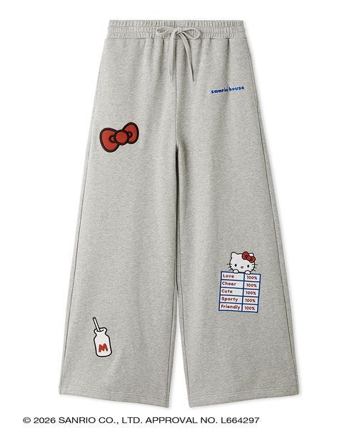 sanrio house(サンリオハウス)の「アップリケスウェットパンツ(スウェットパンツ・レディース・グレー/チャコールグレー/アイボリー/ラベンダー・F)」の4枚目の写真