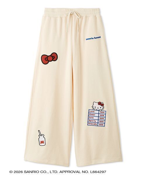 sanrio house(サンリオハウス)の「アップリケスウェットパンツ(スウェットパンツ・レディース・グレー/チャコールグレー/アイボリー/ラベンダー・F)」の2枚目の写真