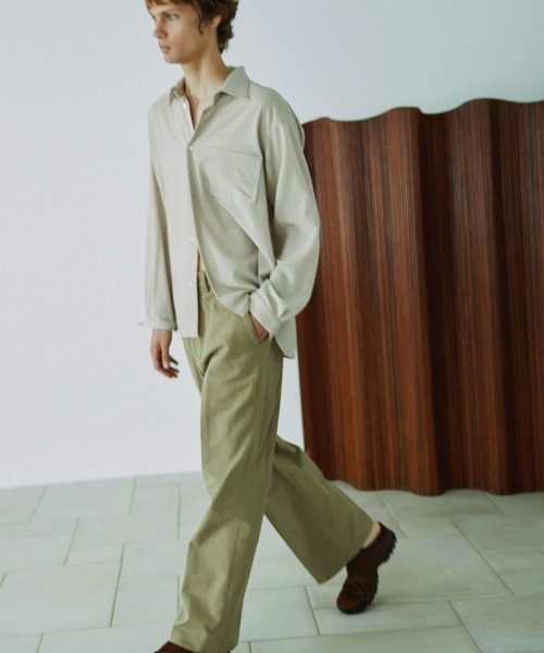 MATSUFUJI(マツフジ)の「【MATSUFUJI/マツフジ】CL Wide Trousers(スラックス・メンズ・ベージュ/ブラック・3/2)」の4枚目の写真