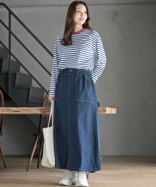 rps（アールピーエス）の「ワンポイント刺繍ボーダー配色カットソー（Tシャツ/カットソー・レディース・ネイビー/オフホワイト/ホワイト系その他2・フリー）」の4枚目の写真