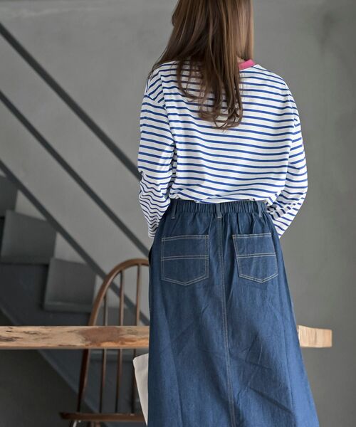 rps（アールピーエス）の「ワンポイント刺繍ボーダー配色カットソー（Tシャツ/カットソー・レディース・ネイビー/オフホワイト/ホワイト系その他2・フリー）」の5枚目の写真