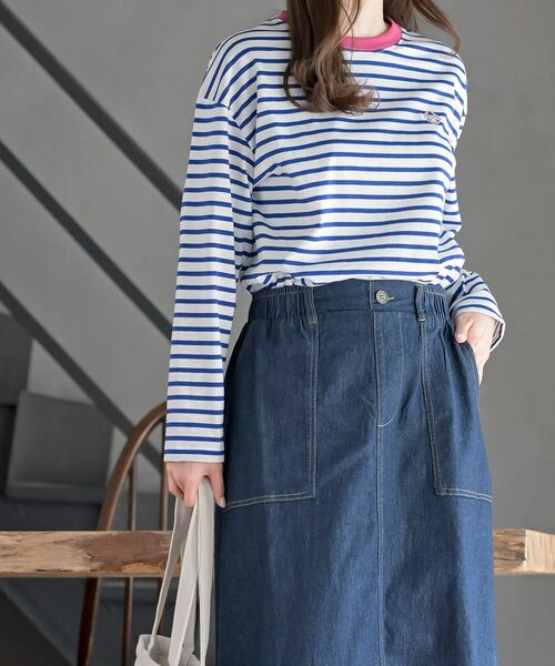 rps（アールピーエス）の「ワンポイント刺繍ボーダー配色カットソー（Tシャツ/カットソー・レディース・ネイビー/オフホワイト/ホワイト系その他2・フリー）」の7枚目の写真