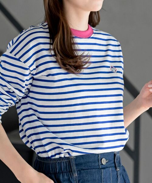 rps（アールピーエス）の「ワンポイント刺繍ボーダー配色カットソー（Tシャツ/カットソー・レディース・ネイビー/オフホワイト/ホワイト系その他2・フリー）」の8枚目の写真