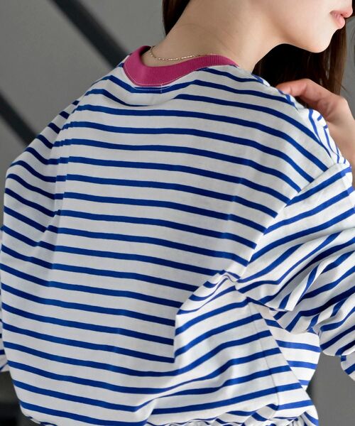 rps（アールピーエス）の「ワンポイント刺繍ボーダー配色カットソー（Tシャツ/カットソー・レディース・ネイビー/オフホワイト/ホワイト系その他2・フリー）」の9枚目の写真