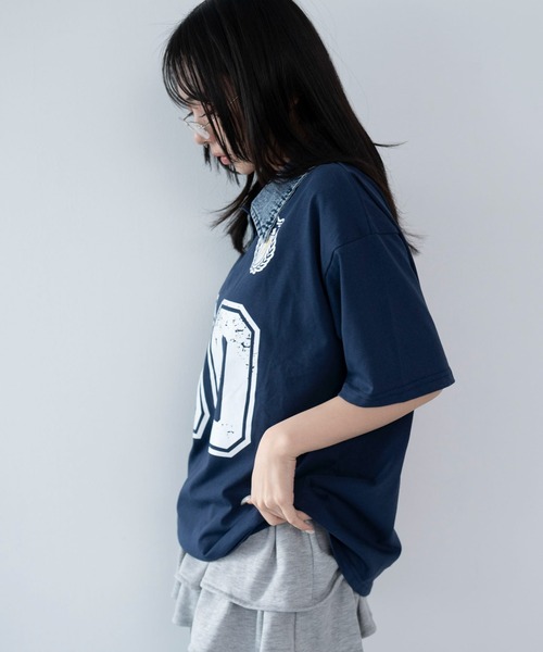 WEGO(ウィゴー)の「WEGO/【26年春夏新作】デニム襟付きロゴT(ポロシャツ・レディース・杢グレー/ネイビー・FREE)」の8枚目の写真