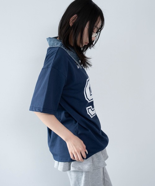 WEGO(ウィゴー)の「WEGO/【26年春夏新作】デニム襟付きロゴT(ポロシャツ・レディース・杢グレー/ネイビー・FREE)」の10枚目の写真