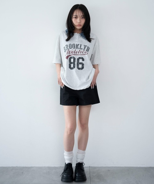 WEGO(ウィゴー)の「WEGO/【26年春夏新作】デニム襟付きロゴT(ポロシャツ・レディース・杢グレー/ネイビー・FREE)」の16枚目の写真