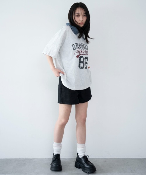 WEGO(ウィゴー)の「WEGO/【26年春夏新作】デニム襟付きロゴT(ポロシャツ・レディース・杢グレー/ネイビー・FREE)」の17枚目の写真