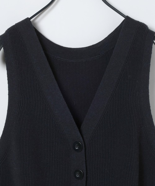 JEANASIS（ジーナシス）の「14Gペプラムニットベスト/672059（ベスト・レディース・グリーン/グレー/ブラック・FREE）」の7枚目の写真