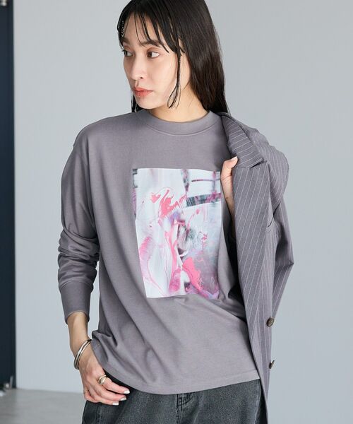 CRAFT STANDARD BOUTIQUE（クラフトスタンダードブティック）の「アートライクプリントロンTee（Tシャツ/カットソー・レディース・グレー/オフホワイト/マルチ・FREE）」の3枚目の写真