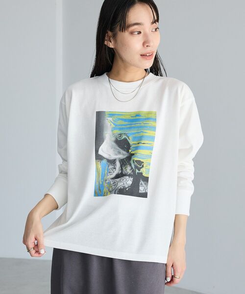 CRAFT STANDARD BOUTIQUE（クラフトスタンダードブティック）の「アートライクプリントロンTee（Tシャツ/カットソー・レディース・グレー/オフホワイト/マルチ・FREE）」の4枚目の写真