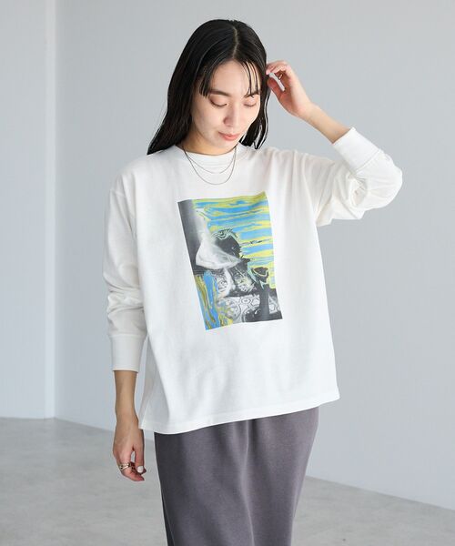 CRAFT STANDARD BOUTIQUE（クラフトスタンダードブティック）の「アートライクプリントロンTee（Tシャツ/カットソー・レディース・グレー/オフホワイト/マルチ・FREE）」の6枚目の写真
