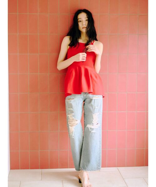 Ungrid（アングリッド）の「クラッシュデザインストレートデニム（デニムパンツ・レディース・ブルー・26inch/25inch/24inch）」の2枚目の写真