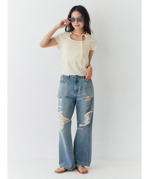 Ungrid（アングリッド）の「クラッシュデザインストレートデニム（デニムパンツ・レディース・ブルー・26inch/25inch/24inch）」の9枚目の写真