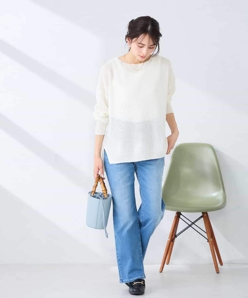 a.v.v（アーヴェヴェ）の「ペーパーライクヤーンニット（ニット/セーター・レディース・アイボリー/グリーン/ブラック・39）」の20枚目の写真