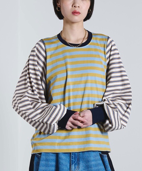 ROSE BUD（ローズバッド）の「(mici)VOLUME LONG SLEEVE TOP（Tシャツ/カットソー・レディース・ライトブルー/ライトピンク・ONE SIZE）」の2枚目の写真