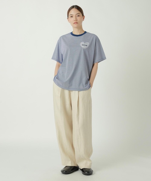 ZUCCa(ズッカ)の「HEART LOGO STRIPED T(Tシャツ/カットソー・レディース・ベージュ/ブラック/ブルー・X-LARGE/M size)」の6枚目の写真