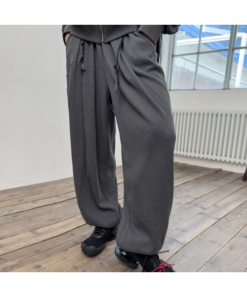 WAFFLE PIGMENT JOGGER PANTS-CHARCOAL