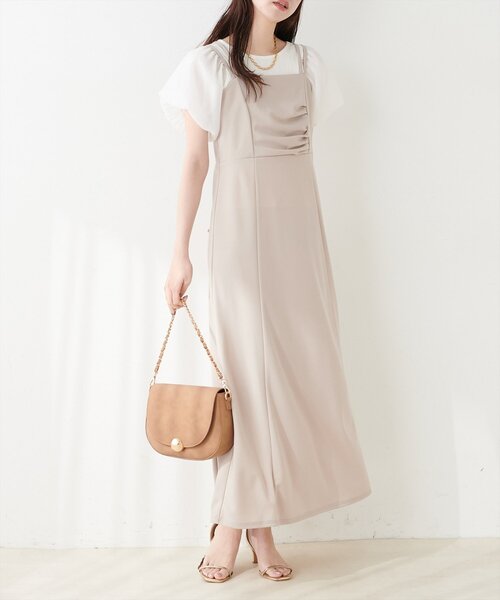 natural couture(ナチュラルクチュール)の「ドレープカットキャミワンピース(ワンピース・レディース・グレー/ブラック/グレイッシュベージュ/その他1・FREE)」の3枚目の写真