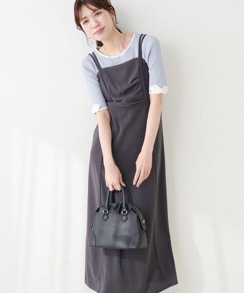 natural couture(ナチュラルクチュール)の「ドレープカットキャミワンピース(ワンピース・レディース・グレー/ブラック/グレイッシュベージュ/その他1・FREE)」の9枚目の写真