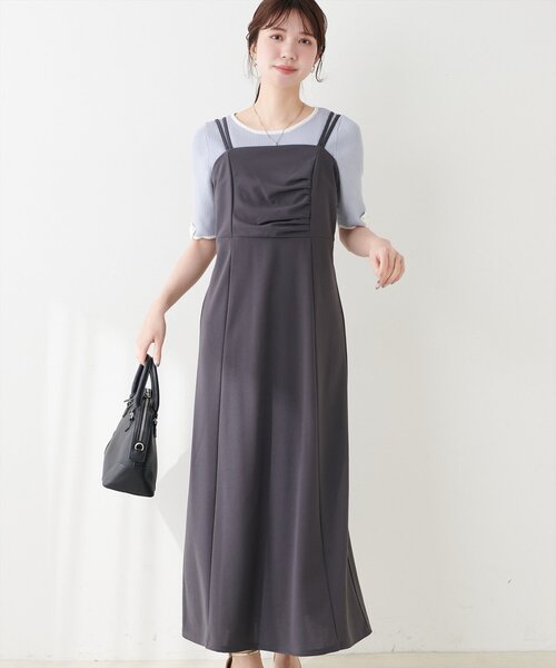 natural couture(ナチュラルクチュール)の「ドレープカットキャミワンピース(ワンピース・レディース・グレー/ブラック/グレイッシュベージュ/その他1・FREE)」の10枚目の写真