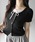 me+em select�i�~�[���Z���N�g�j�́u�t�����g���{�����[�X���C���[�h�������u�g�b�v�X �^front ribbon lace layered short sleeve rib tops�i���̑��g�b�v�X�j�v�b�u���b�N