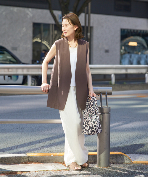 VERMEIL par iena（ヴェルメイユパーイエナ）の「《セットアップ可》Cool Touch リネンジレ（ベスト・レディース・ブラック/ブラウン・FREE）」の9枚目の写真