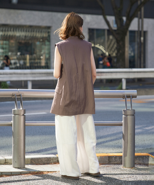 VERMEIL par iena（ヴェルメイユパーイエナ）の「《セットアップ可》Cool Touch リネンジレ（ベスト・レディース・ブラック/ブラウン・FREE）」の10枚目の写真