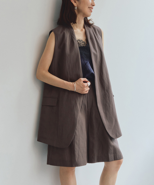 VERMEIL par iena（ヴェルメイユパーイエナ）の「《セットアップ可》Cool Touch リネンジレ（ベスト・レディース・ブラック/ブラウン・FREE）」の17枚目の写真