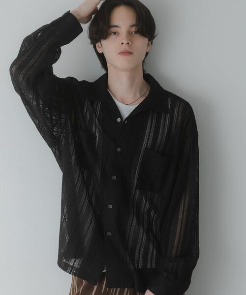 SENSE OF PLACE by URBAN RESEARCH（センスオブプレイスバイアーバンリサーチ）の「ダブルポケットオープンカラーレースシャツ（シャツ/ブラウス・メンズ・ブラウン/ブラック/アイボリー・MEDIUM/LARGE）」の2枚目の写真