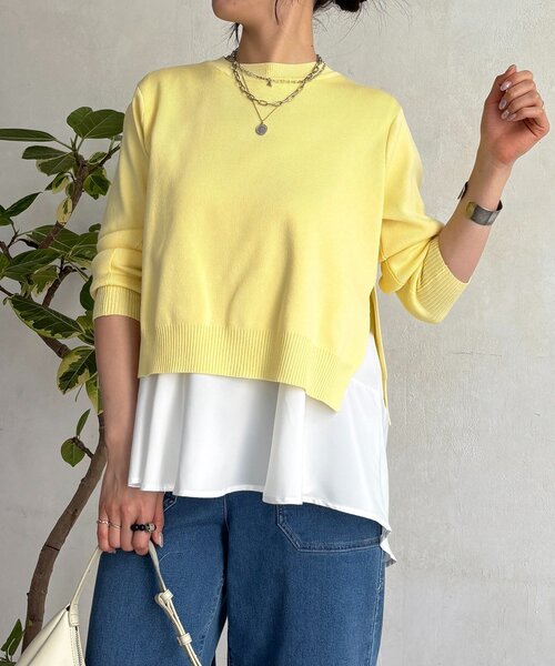 un dix cors(アンディコール)の「ニットセットレイヤードプルオーバー(ニット/セーター・レディース・ネイビー/イエロー/ライトグレー・FREE)」の3枚目の写真