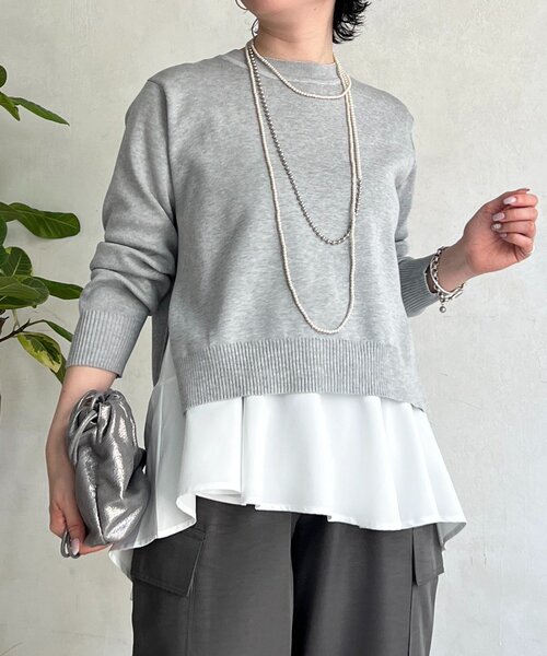 un dix cors(アンディコール)の「ニットセットレイヤードプルオーバー(ニット/セーター・レディース・ネイビー/イエロー/ライトグレー・FREE)」の1枚目の写真