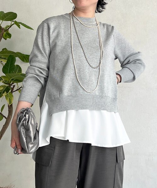 un dix cors(アンディコール)の「ニットセットレイヤードプルオーバー(ニット/セーター・レディース・ネイビー/イエロー/ライトグレー・FREE)」の11枚目の写真