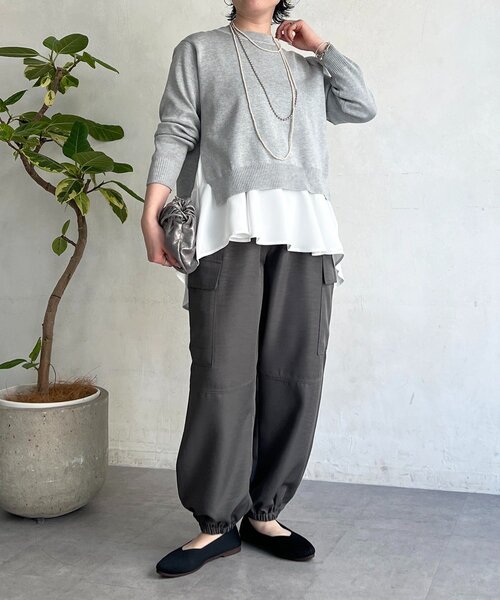 un dix cors(アンディコール)の「ニットセットレイヤードプルオーバー(ニット/セーター・レディース・ネイビー/イエロー/ライトグレー・FREE)」の12枚目の写真