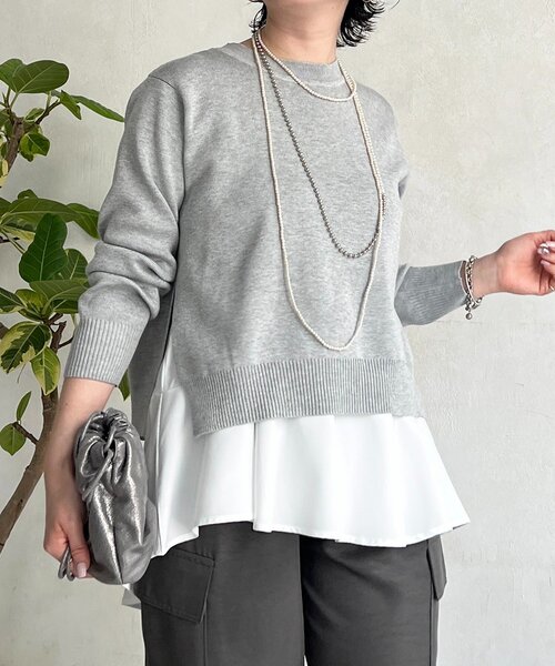 un dix cors(アンディコール)の「ニットセットレイヤードプルオーバー(ニット/セーター・レディース・ネイビー/イエロー/ライトグレー・FREE)」の14枚目の写真