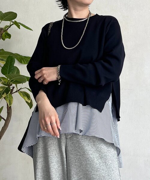 un dix cors(アンディコール)の「ニットセットレイヤードプルオーバー(ニット/セーター・レディース・ネイビー/イエロー/ライトグレー・FREE)」の17枚目の写真