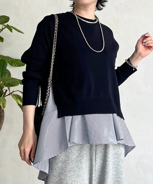 un dix cors(アンディコール)の「ニットセットレイヤードプルオーバー(ニット/セーター・レディース・ネイビー/イエロー/ライトグレー・FREE)」の20枚目の写真