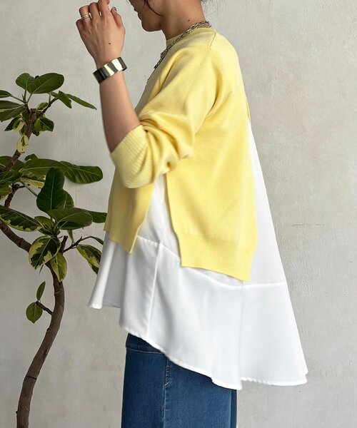 un dix cors(アンディコール)の「ニットセットレイヤードプルオーバー(ニット/セーター・レディース・ネイビー/イエロー/ライトグレー・FREE)」の6枚目の写真