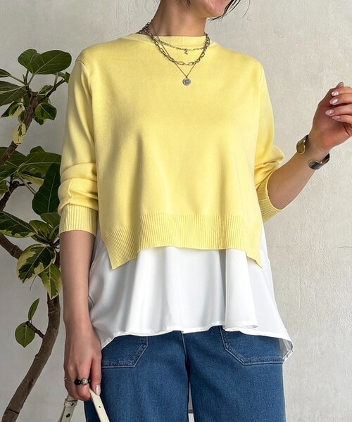 un dix cors(アンディコール)の「ニットセットレイヤードプルオーバー(ニット/セーター・レディース・ネイビー/イエロー/ライトグレー・FREE)」の7枚目の写真