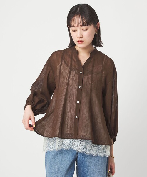 ラミーライク マチフレア ロングスリーブ ブラウス 通気性（シャツ